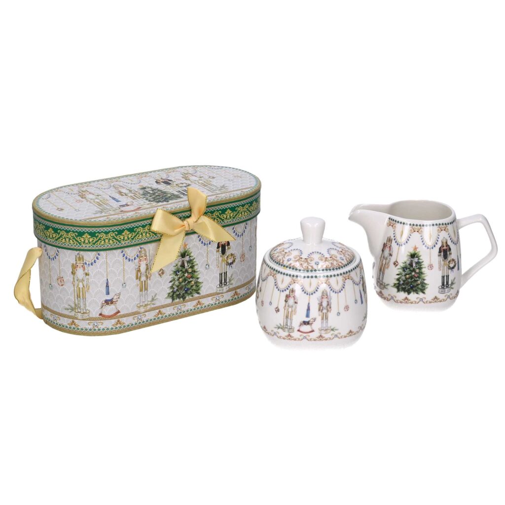 Zuccheriera ceramica con lattiera soldatini bianco cm 21x11h10