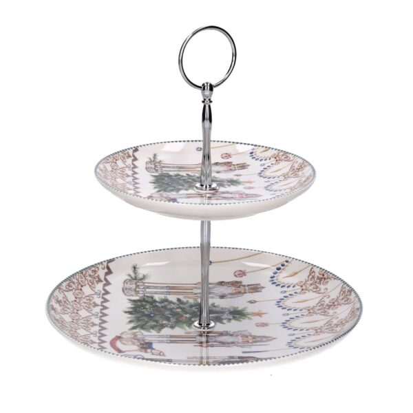 Alzata ceramica soldatini bianco con scatola regalo cm 23x23h5