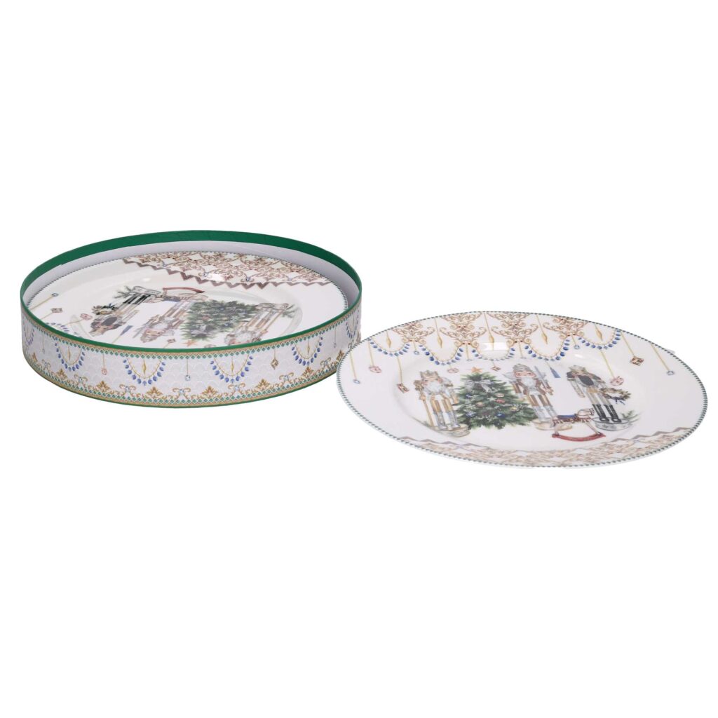 Piatto ceramica confezione 2 pezzi soldatini bianco cm ø27,5h4,5